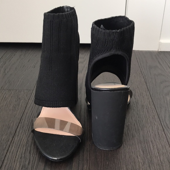 Zara Fabric Thick Black Heels - Picture 4 of 5